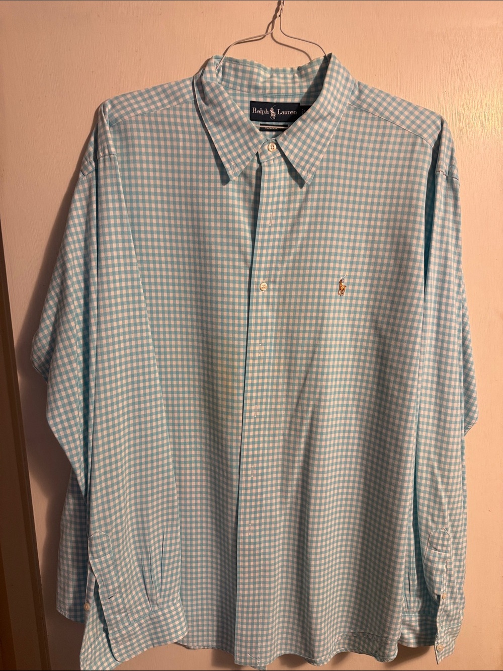 Ralph Lauren Light Blue and White Gingham Button-Down Shirt